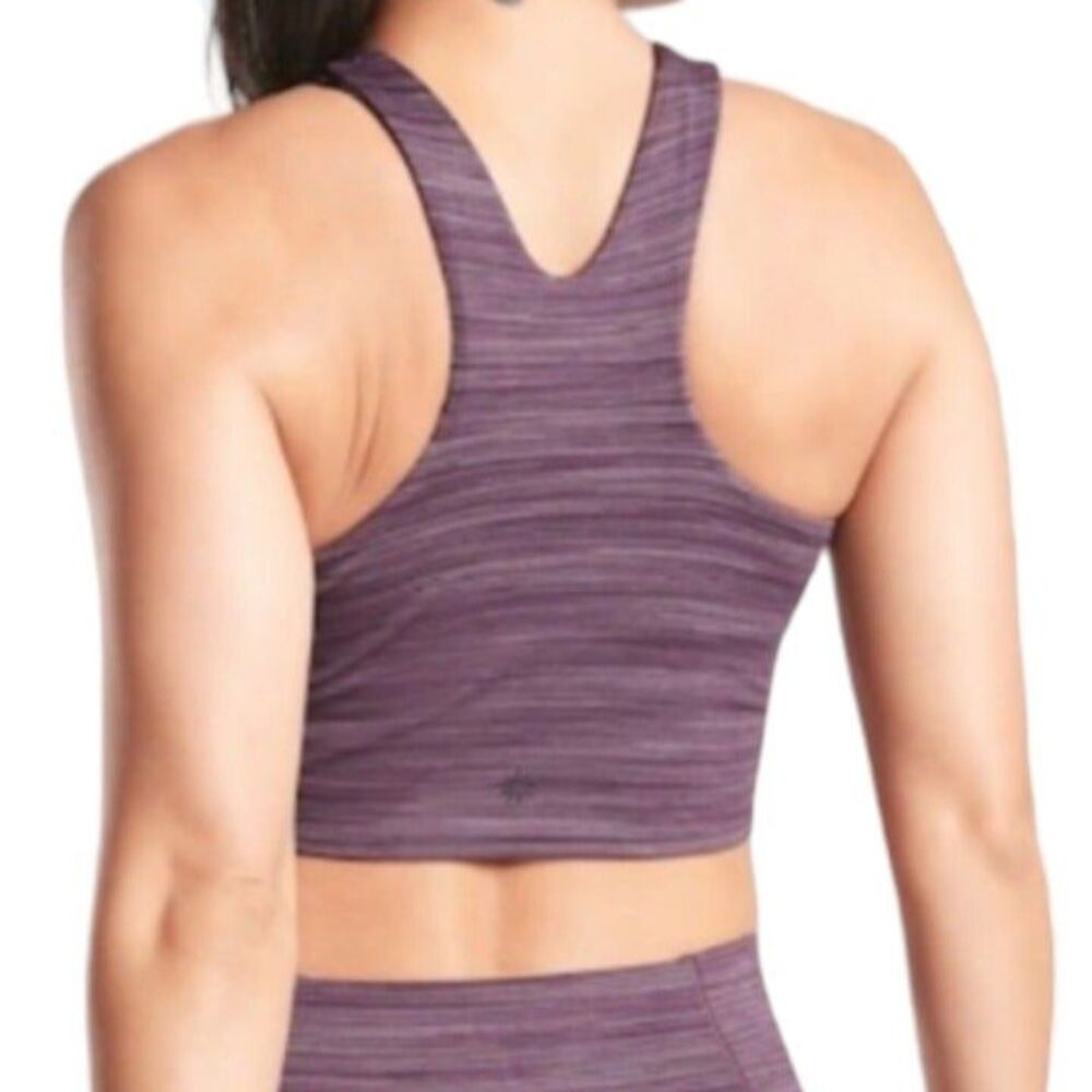 Athleta Space Dye Crop Top Womens XL Purple Marled Racerback Gym Performance - Picture 4 of 12